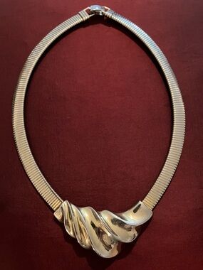 Polished Silver Sculptural Collar Necklace New Jeweler Made in Box